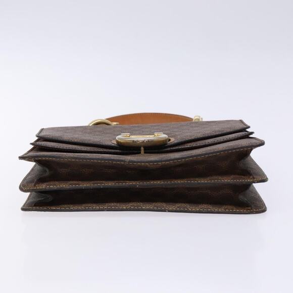 CELINE Macadam Canvas Hand Bag Pvc Leather Brown Gold - Picture 9 of 13